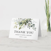 Modern Elegant Watercolor Greenery Wedding Folded