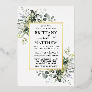  Modern Elegant Watercolor Greenery Wedding Gold