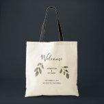 Modern elegant watercolor leaves Welcome wedding Tote Bag<br><div class="desc">Modern elegant watercolor leaves wedding welcome tote bag.
Elegant welcome bag for your wedding guests.
Add your own names and text and create a very personal and unique wedding bag.</div>