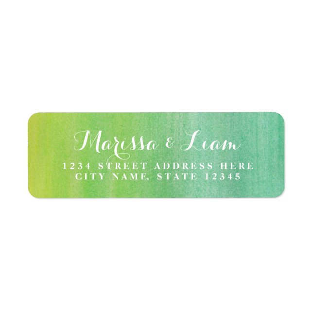 Modern Elegant Watercolor | Lime Emerald Address (Front)