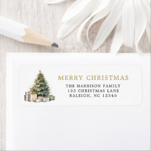 Modern Elegant Watercolor Merry Christmas Tree