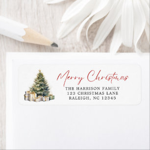 Modern Elegant Watercolor Merry Christmas Tree