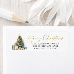 Modern Elegant Watercolor Merry Christmas Tree 