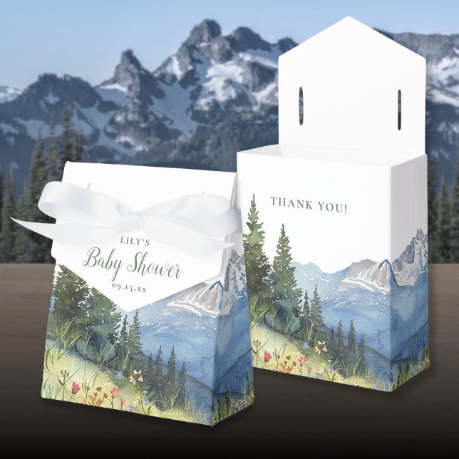 Modern Elegant Watercolor Mountain Baby Shower Favour Box (Modern Elegant Watercolor Mountain Baby Shower Favor Boxes)