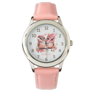 Modern elegant watercolor owl love personalised ci watch