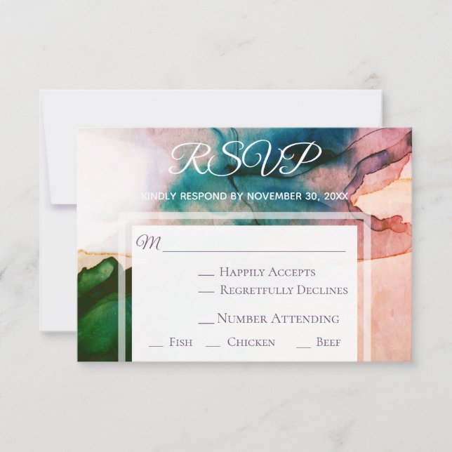 *~* Modern Elegant  Watercolor RSVP Wedding (Front)