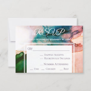 *~* Modern Elegant Watercolor RSVP Wedding Card