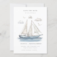 Modern Elegant Watercolor Sailing Yacht