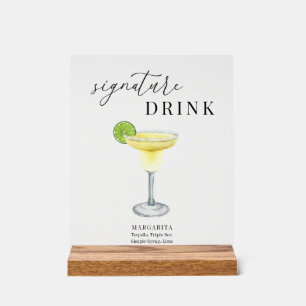 Modern Elegant Watercolor Signature Drink Acrylic Sign