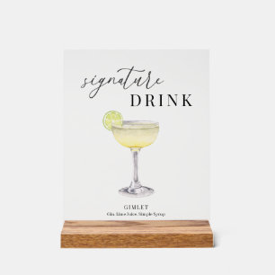 Modern Elegant Watercolor Signature Drink Acrylic Sign