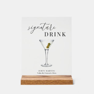 Modern Elegant Watercolor Signature Drink Acrylic Sign