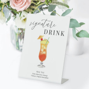 Modern Elegant Watercolor Signature Drink Pedestal Sign