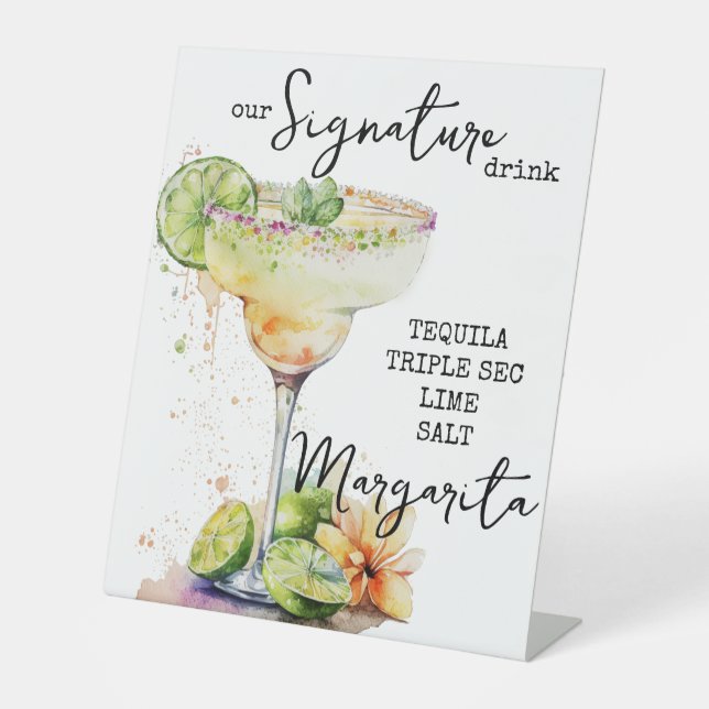 Modern Elegant Watercolor Signature Drink Sign (Front)
