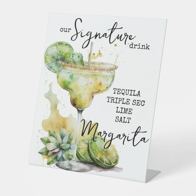 Modern Elegant Watercolor Signature Drink Sign (Front)