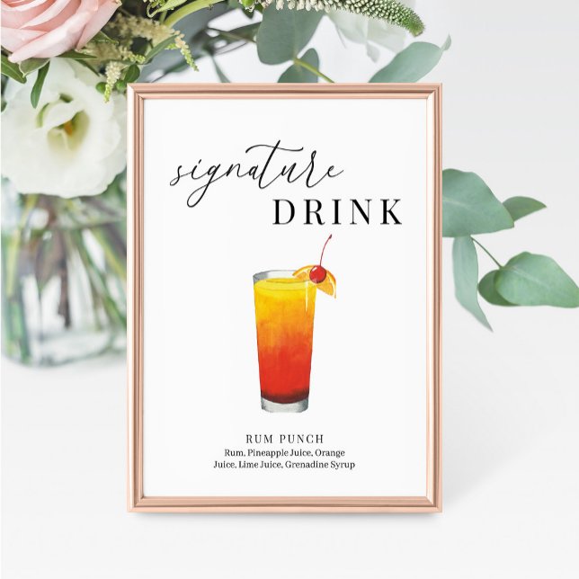Modern Elegant Watercolor Signature Drink Sign (Creator Uploaded)