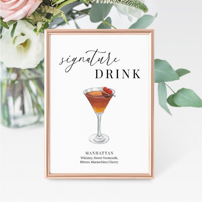 Modern Elegant Watercolor Signature Drink Sign (Creator Uploaded)