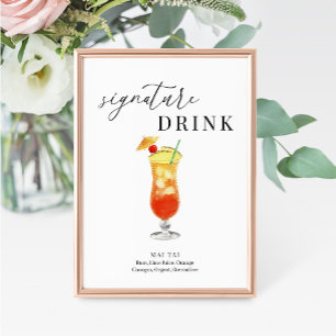 Modern Elegant Watercolor Signature Drink Sign