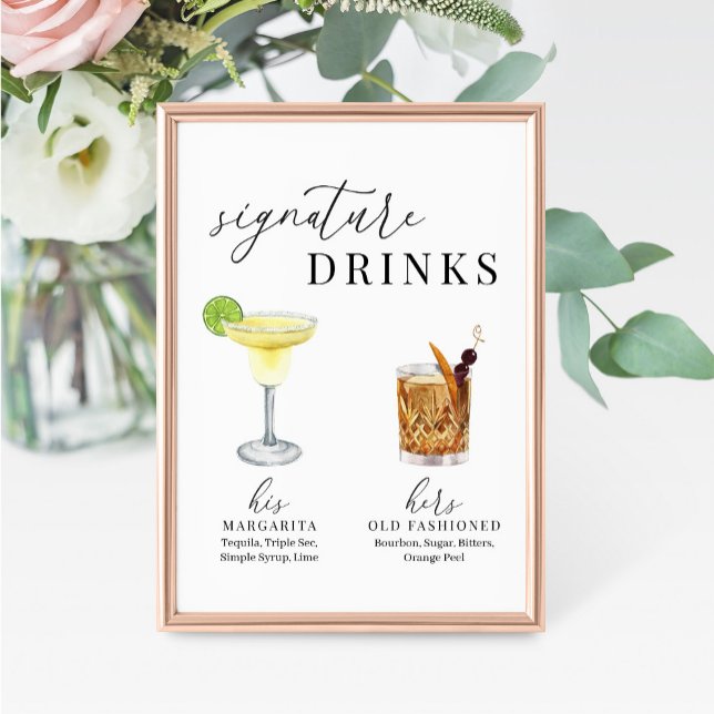 Modern Elegant Watercolor Signature Drinks Sign (Creator Uploaded)