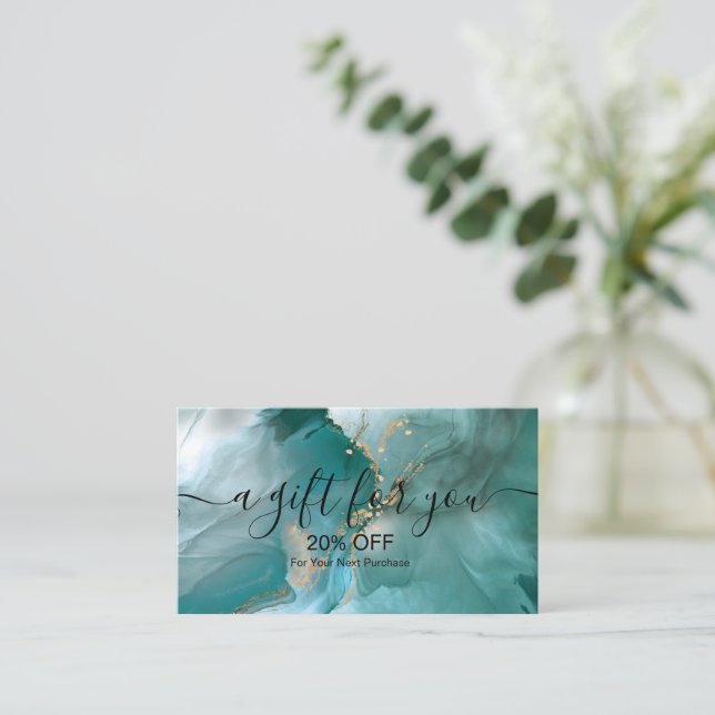 Modern Elegant Watercolor Teal and Gold  Discount (Standing Front)