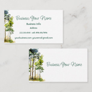 Modern Elegant Watercolor Trees Landscape Nature Business Card