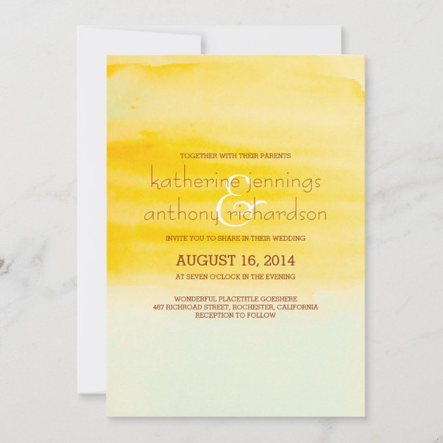 Modern elegant watercolor wedding invitation (Front)