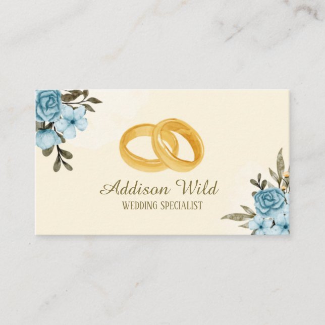 Modern Elegant Watercolor Wedding Organiser Business Card (Front)