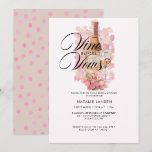 Modern Elegant Watercolor Wine Bridal Shower Invitation