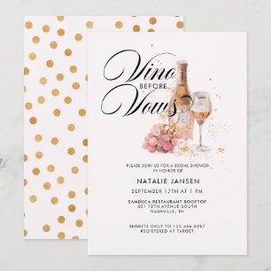 Modern Elegant Watercolor Wine Bridal Shower Invitation