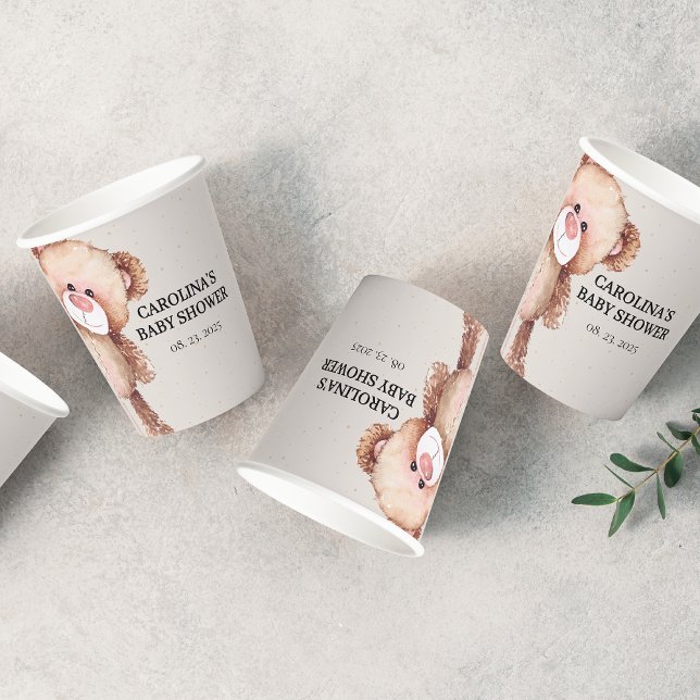 Modern elegant we can bearly wait baby shower paper cups (Creator Uploaded)