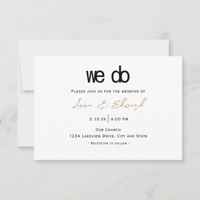 Modern Elegant We Do Wedding Invitation (Front)