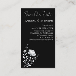Modern Elegant Wedding Black and White Flower Business Card