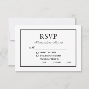 Modern Elegant Wedding Black & White RSVP M Card