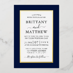 Modern Elegant Wedding Blue Gold