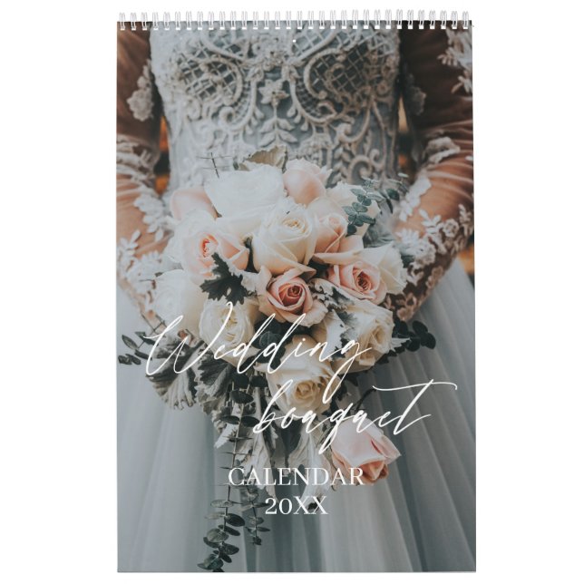 Modern elegant wedding bouquet photo calendar 2023 (Cover)