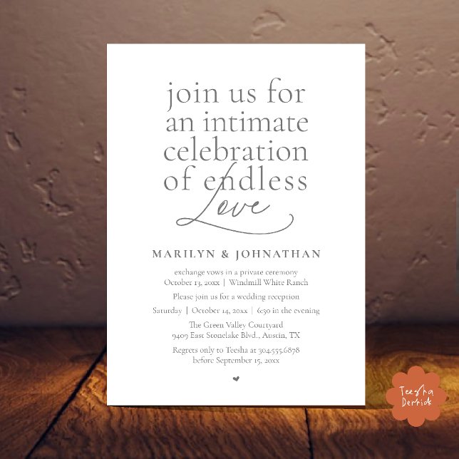 Modern Elegant Wedding, Endless Love, Reception Invitation (Modern Elegant Wedding, Endless Love, Reception Dinner Invitation Card in Dark Grey)