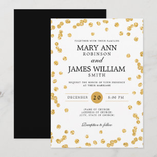 Modern & Elegant Wedding Gold Glitter Confetti Invitation