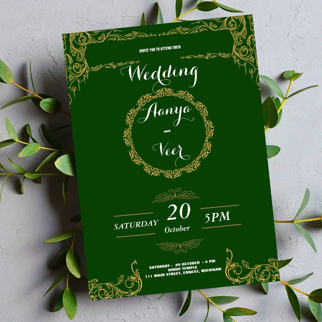  Modern Elegant  Wedding green Invitation (Creator Uploaded)