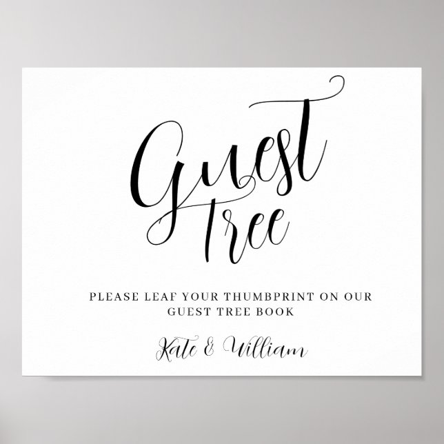 Modern elegant wedding guestbook Tree SIGN (Front)