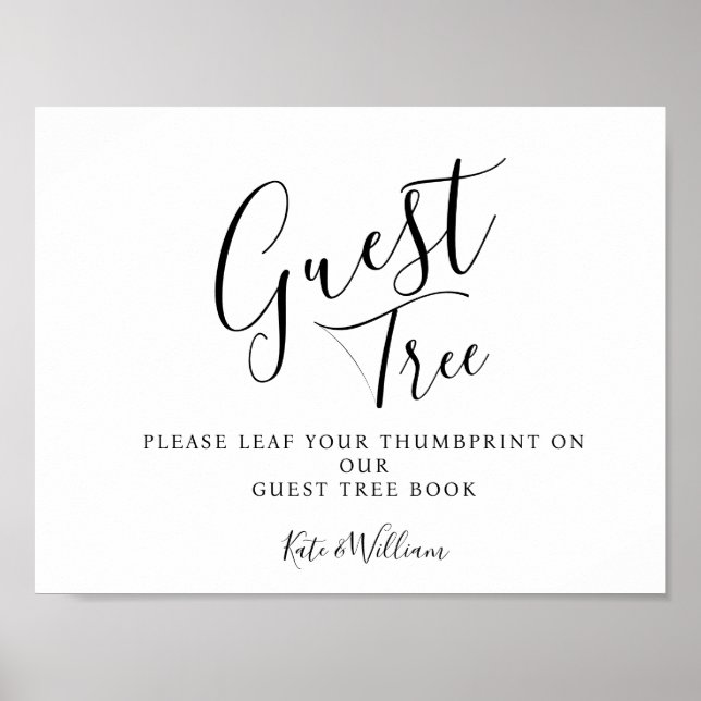 Modern elegant wedding guestbook Tree SIGN (Front)