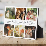 Modern Elegant Wedding Keepsake Photo Collage Chic Plaque<br><div class="desc">Elegant and modern wedding keepsake,  this custom name and date photo collage design make a beautiful display for your favourite pictures of your special day. Great gift for newlyweds or anniversaries! This is the dusty blue typography version.</div>