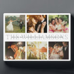 Modern Elegant Wedding Keepsake Photo Collage Chic Plaque<br><div class="desc">Elegant and modern wedding keepsake,  this custom name and date photo collage design make a beautiful display for your favourite pictures of your special day. Great gift for newlyweds or anniversaries! This is the dusty charcoal grey typography version.</div>