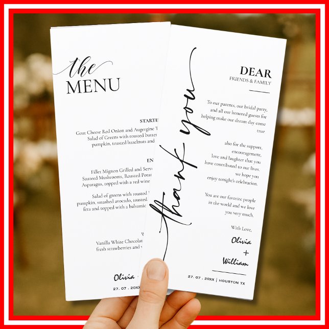 Modern Elegant Wedding Menu and Thank you Card (Creator Uploaded)