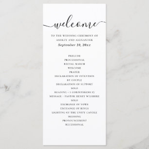 Modern Elegant Wedding   Minimal Script Ceremony Programme