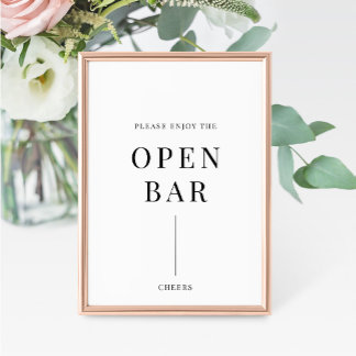 Modern Elegant Wedding Open Bar Sign