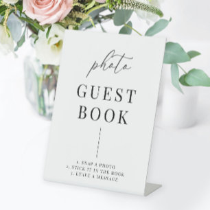 Modern Elegant Wedding Photo Guestbook Pedestal Sign