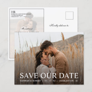 Modern Elegant Wedding Photo Save the Date Postcard