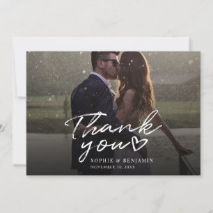 Modern Elegant Wedding Photo Script Thank You Card