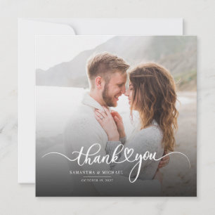 Modern  Elegant Wedding Photo Script  Thank You Card