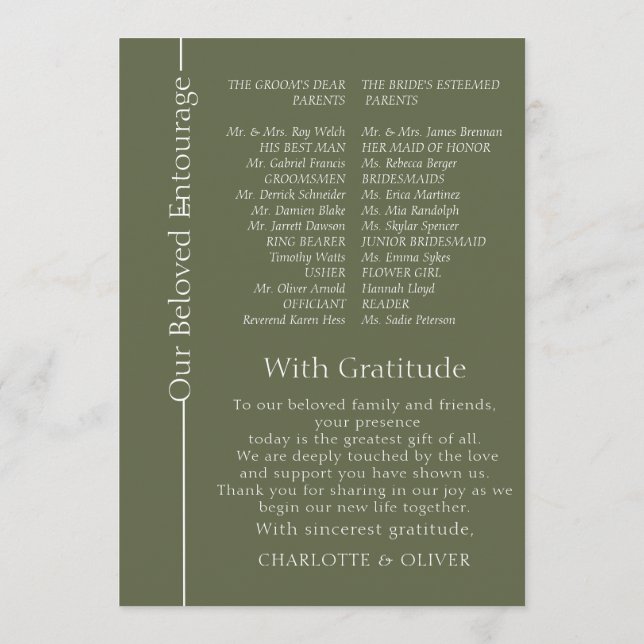 Modern Elegant Wedding Program Template Design Set (Back)