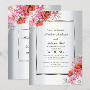 Modern Elegant Wedding Red Roses Invitation